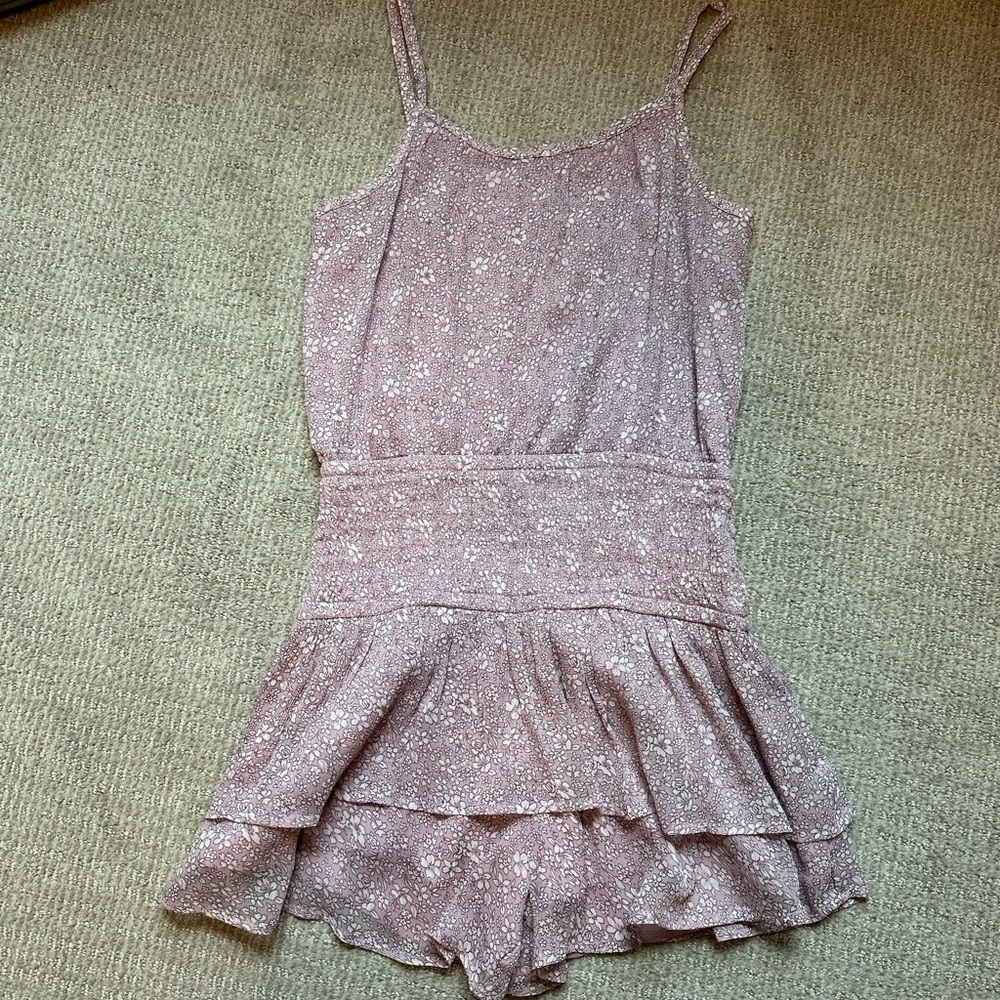 Abercrombie kids size: 15/16 floral purple romper. Like New condition!